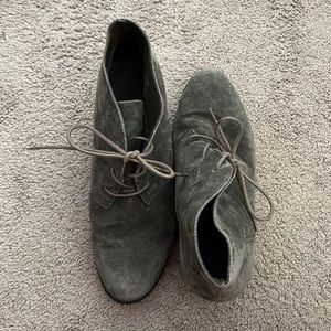 Gray heeled mini booties